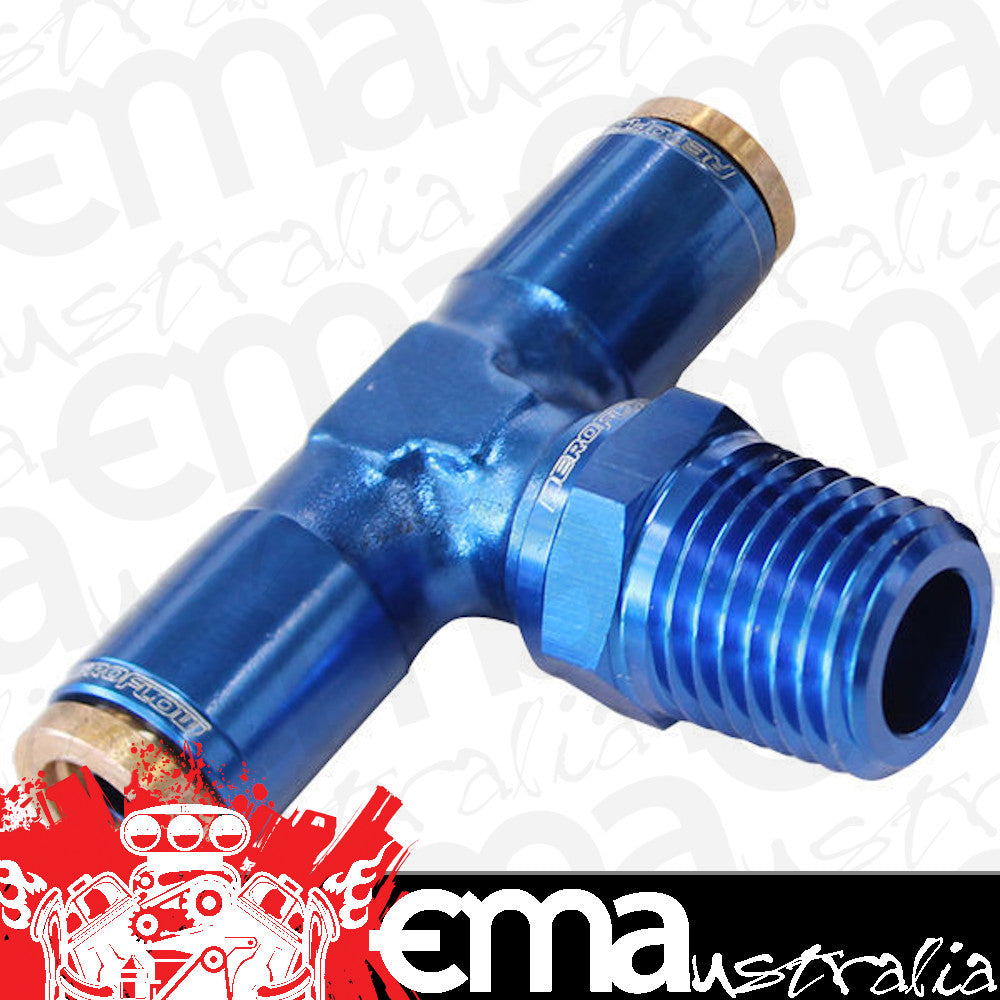 Aeroflow AF125-04 1/4" NPT Tee 120 Series Nylon Blue Fitting