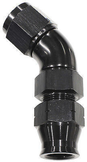 Aeroflow AF129-06BLK 3/8" Tube 45 Deg Female -6AN Black Swivel Nut with Olive