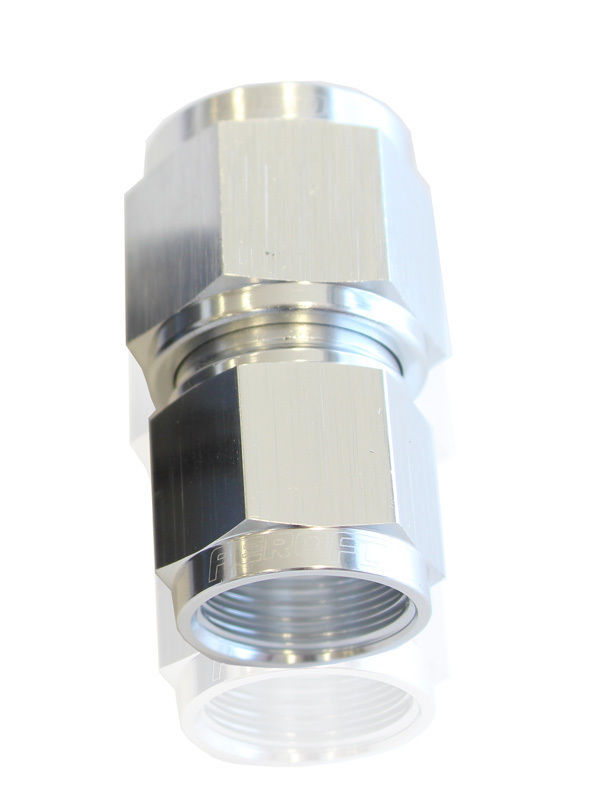 Aeroflow Performance Products AF131-06-08S Swivel Coupler Reducer -8AN to -6AN Silver Female Coupler