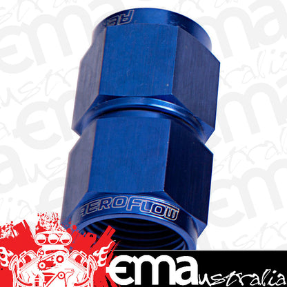Aeroflow AF131-08 Straight Female Flare -8AN Blue Swivel Coupler