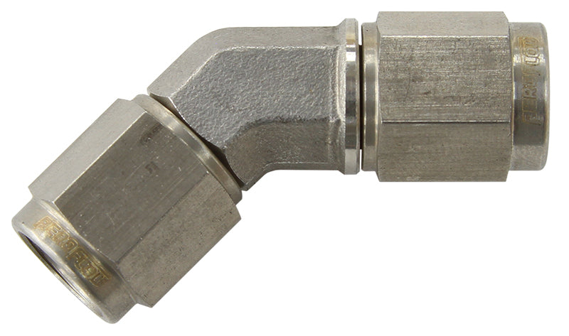 Aeroflow AF132-03SS S/S 45 Deg Female Flare -3AN Stainless Steel Swivel Union