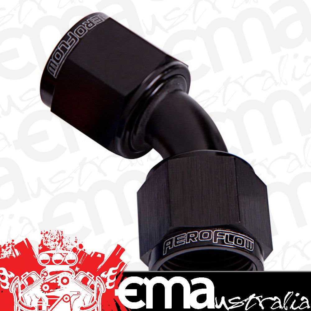 Aeroflow AF132-10BLK 45 Deg Female Flare -10AN Black Swivel Union