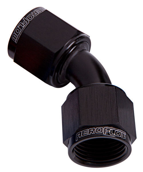 Aeroflow AF132-10BLK 45 Deg Female Flare -10AN Black Swivel Union