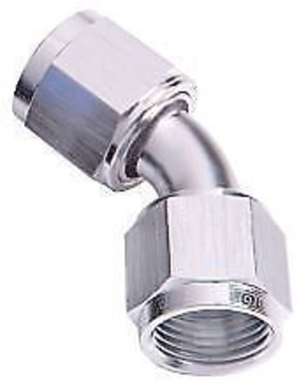 Aeroflow AF132-16S 45 Deg Female Flare -16AN Silver Swivel Union