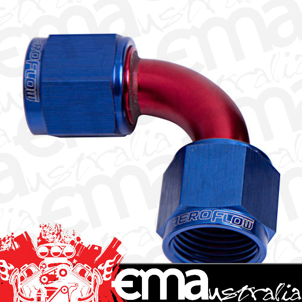 Aeroflow AF133-03 90 Deg Female Flare -3AN Blue Swivel Union