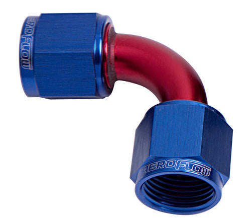 Aeroflow AF133-03 90 Deg Female Flare -3AN Blue Swivel Union