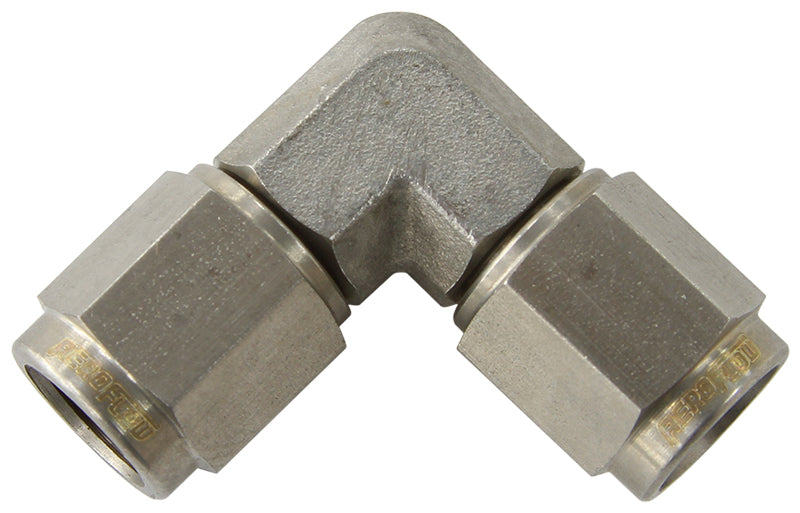 Aeroflow AF133-04SS S/S -4AN 90 Deg Female Flare Stainless Steel Swivel Union