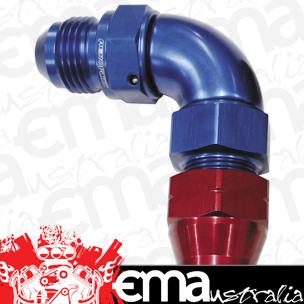 Aeroflow Performance Products AF137-04 1/4" Tube 90 Deg Male -4AN Blue Swivel Nut with Olive
