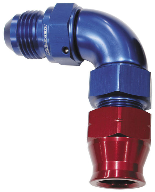 Aeroflow AF137-04 1/4" Tube 90 Deg Male -4AN Blue Swivel Nut with Olive