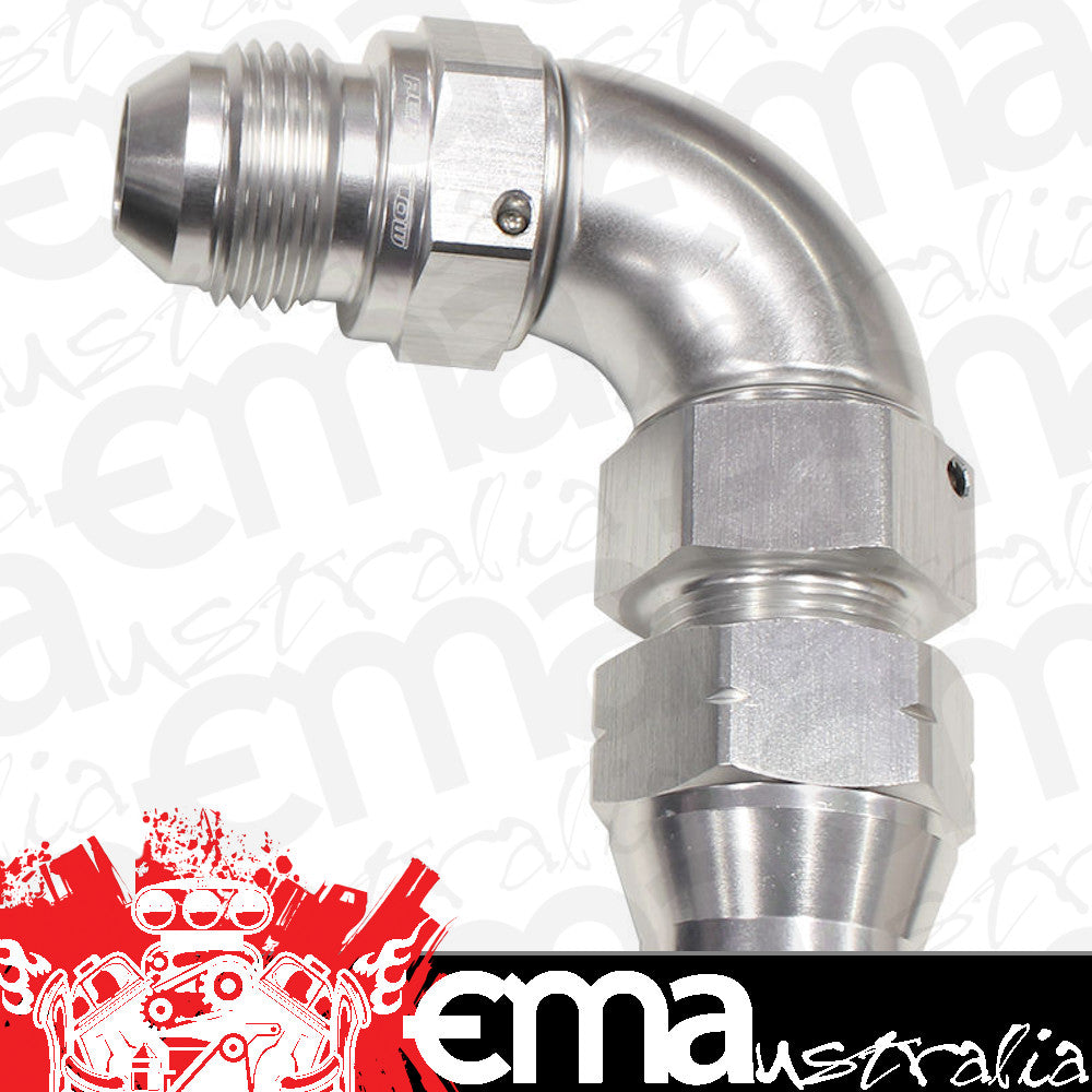 Aeroflow AF137-04S 1/4" Tube 90 Deg Male -4AN Silver Swivel Nut with Olive