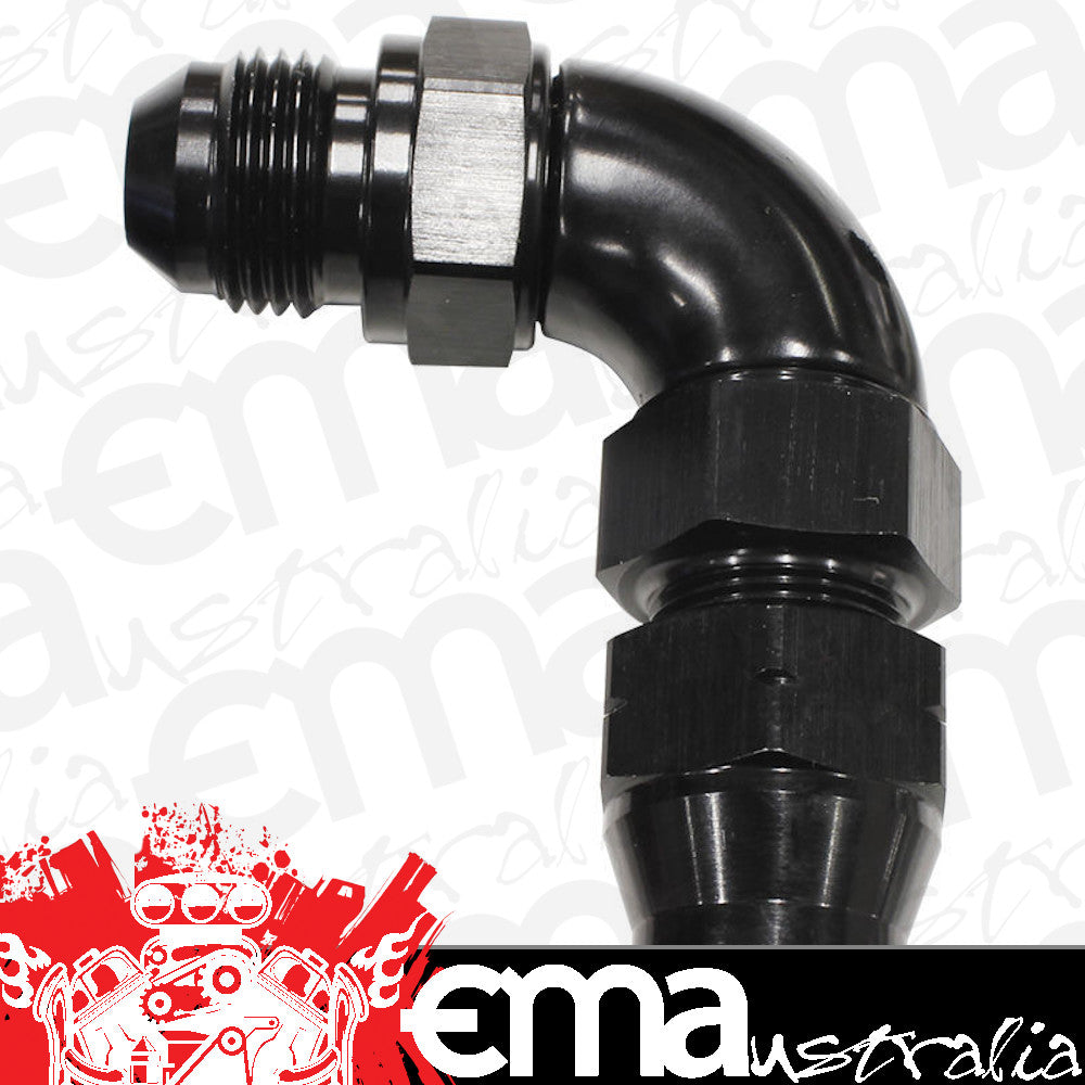 Aeroflow AF137-08BLK 1/2" Tube 90 Deg Male -8AN Black Swivel Nut with Olive