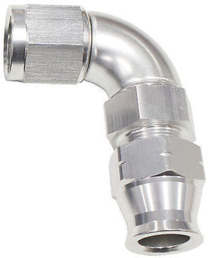 Aeroflow AF139-04S 1/4" Tube 90 Deg Female -4AN Silver Swivel Nut with Olive
