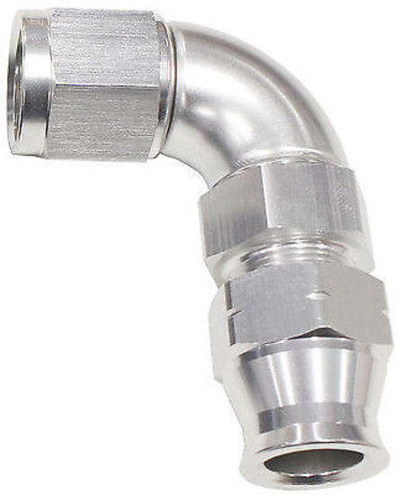 Aeroflow Performance Products AF139-04S 1/4" Tube 90 Deg Female -4AN Silver Swivel Nut with Olive