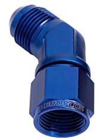 Aeroflow Performance Products AF142-03 45 Deg Female - Male -3AN Blue Swivel Nut