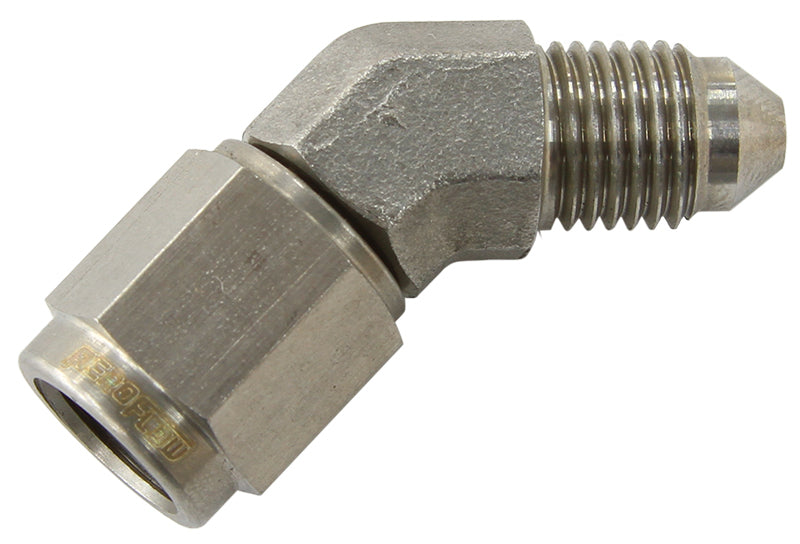 Aeroflow AF142-04SS S/S 45 Deg -4AN Female - Male Stainless Steel