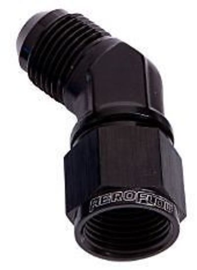 Aeroflow AF142-08BLK 45 Deg Female - Male -8AN Black Swivel Nut