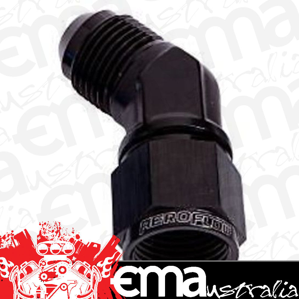 Aeroflow AF142-10BLK 45 Deg Female - Male -10AN Black Swivel Nut