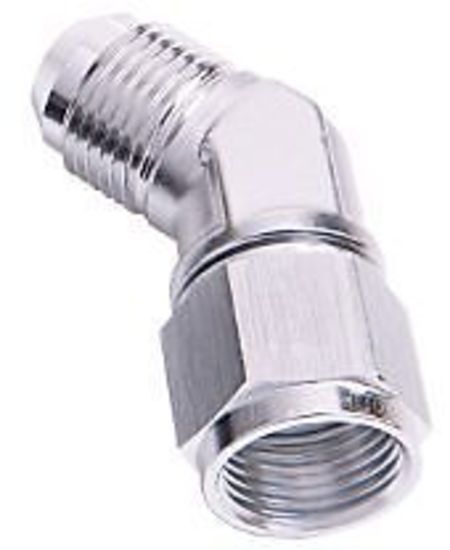 Aeroflow AF142-12S 45 Deg Female - Male -12AN Silver Swivel Nut