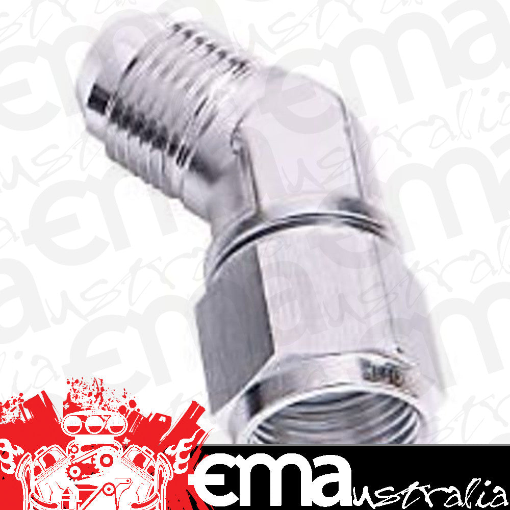 Aeroflow Performance Products AF142-12S 45 Deg Female - Male -12AN Silver Swivel Nut