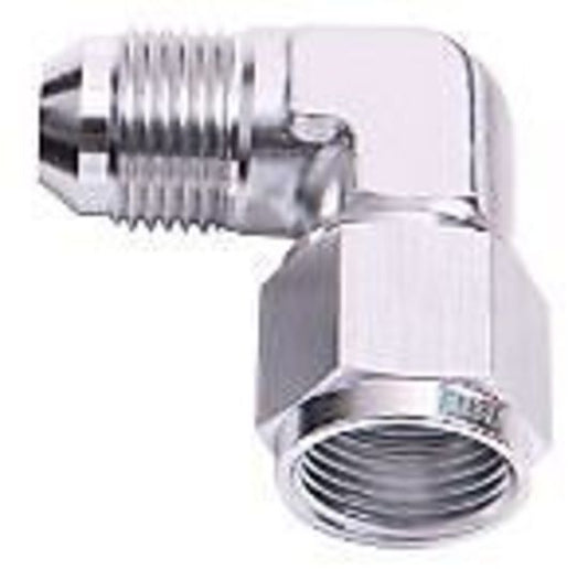 Aeroflow AF143-03S 90 Deg Female - Male -3AN Silver Swivel Nut