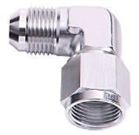 Aeroflow AF143-08S 90 Deg Female - Male -8AN Silver Swivel Nut
