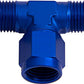 Aeroflow AF144-04 AN Tee -4AN Female Nut Blue Swivel Nut On Side