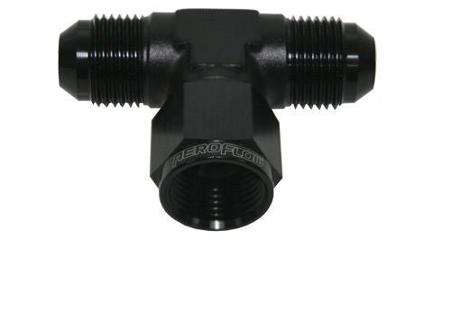 Aeroflow AF144-04BLK AN Tee -4AN Female Nut Black Swivel Nut On Side