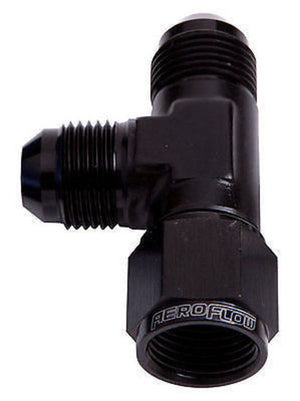 Aeroflow AF145-04BLK Tee -4AN Female Swivel On Run Black Swivel Nut