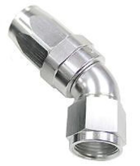 Aeroflow AF152-06S 45 Deg Hose End -06AN Silver Full Flow Taper Style
