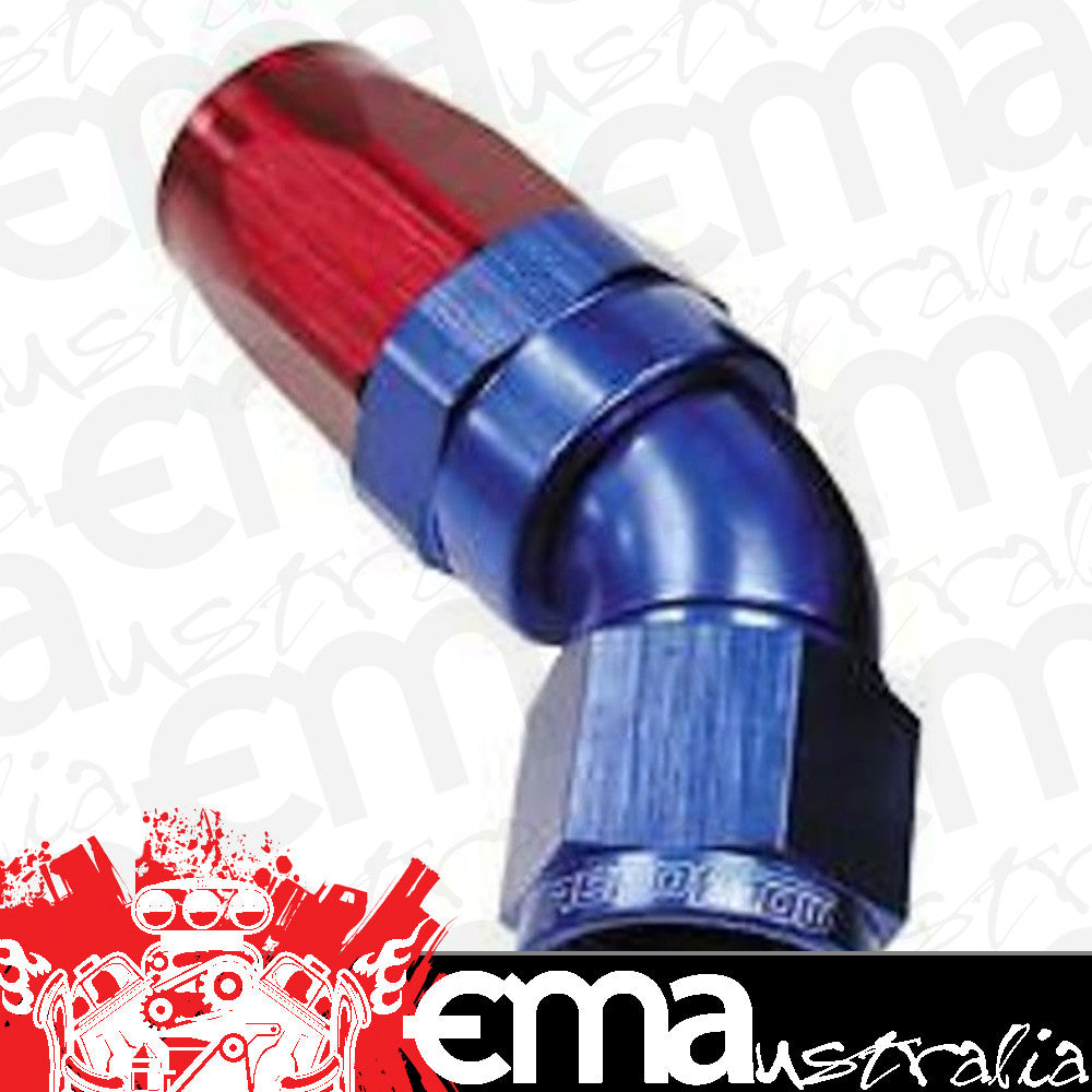 Aeroflow 100 & 450 series braided hose 45 Deg End -08AN Blue Full Flow Taper Style Aeroflow Performance Products AF152-08