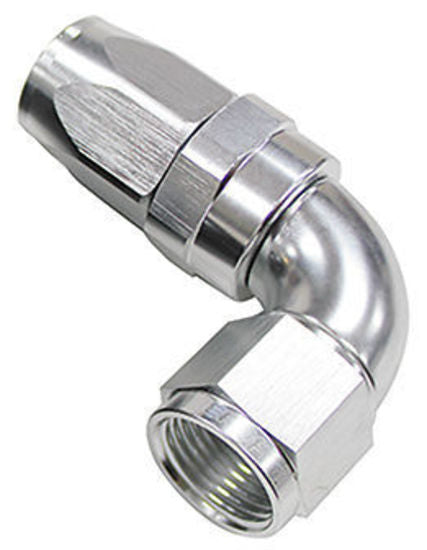 Aeroflow AF153-06S 90 Deg Hose End -06AN Silver Full Flow Taper Style