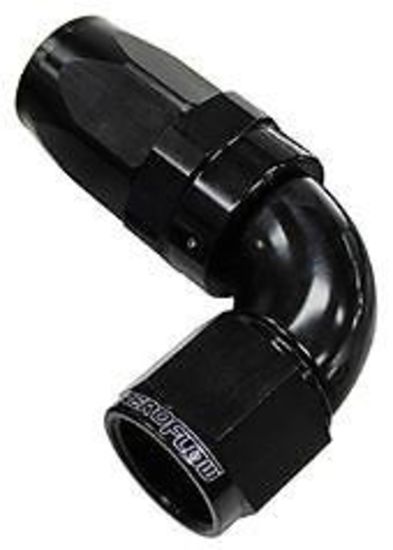 Aeroflow 100 & 450 series braided hose 90 Deg End -16AN Black Full Flow Taper Style Aeroflow Performance Products AF153-16BLK