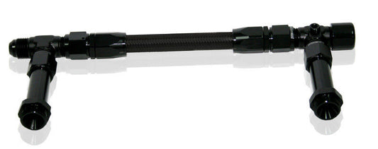 Aeroflow Performance Products AF160-08BLK Holley Dual Inlet Rail -8AN Black Suit 2x Metering Blocks