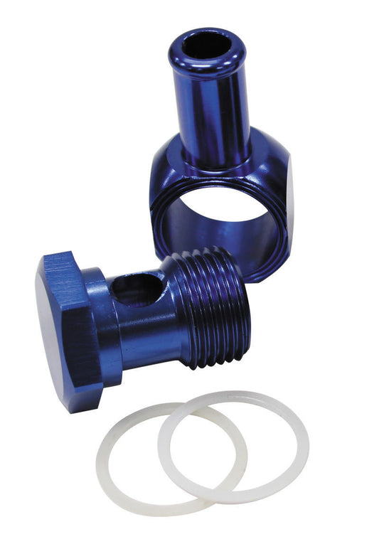 Aeroflow AF164-06 Edelbrock Carb Inlet Banjo Blue 5/8-20 to Male 3/8 Barb