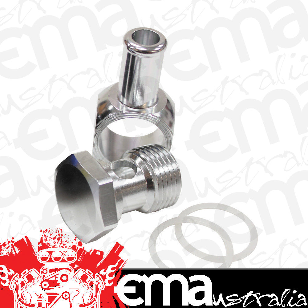 Aeroflow AF164-06S Edelbrock Carb Inlet Banjo Silver 5/8-20 to Male 3/8 Barb