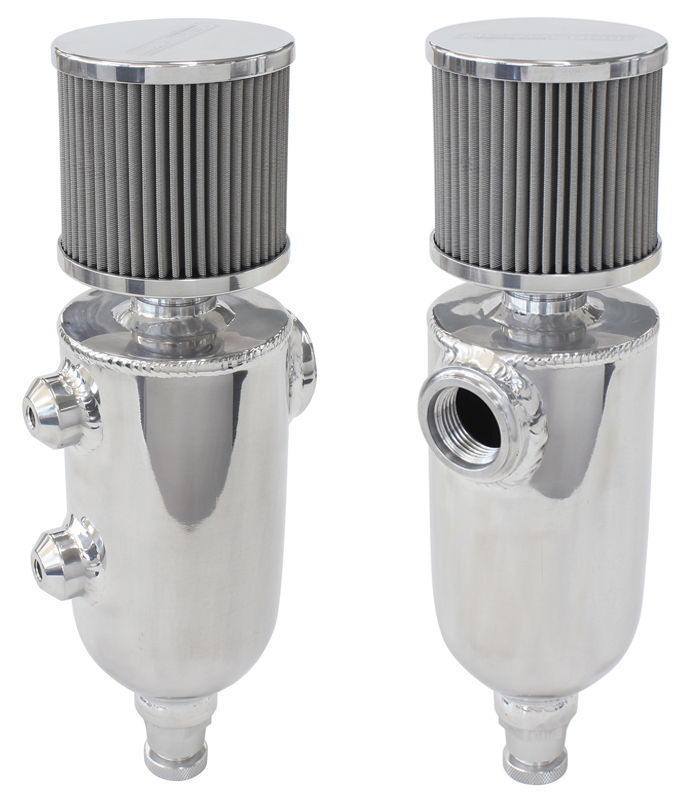Aeroflow AF77-1028 Universalersal Breather Tank -12ORB6.5x3.5" S/S Billet Breather