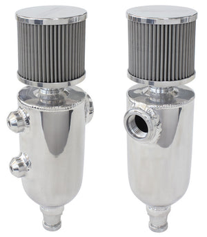 Aeroflow AF77-1028 Universalersal Breather Tank -12ORB6.5x3.5" S/S Billet Breather