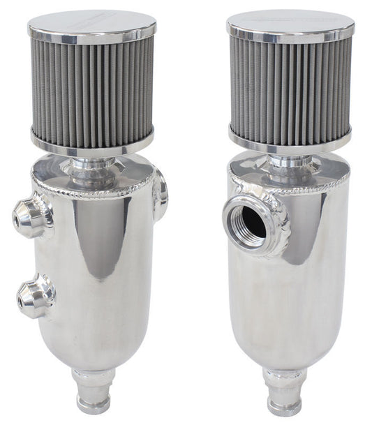 Aeroflow AF77-1028 Universalersal Breather Tank -12ORB6.5x3.5" S/S Billet Breather