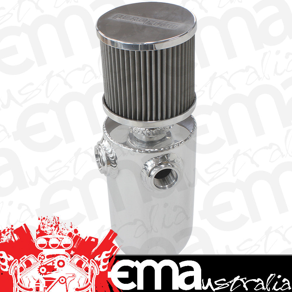Aeroflow AF77-1030 Universalersal Breat Tank 2x -8ORB 6.5x3.5" S/S Billet Breather