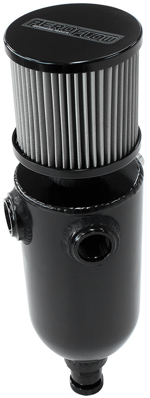 Aeroflow AF77-1030BLK Universalersal Breat Tank 2x -8ORB 6.5x3.5" S/S Billet Breather