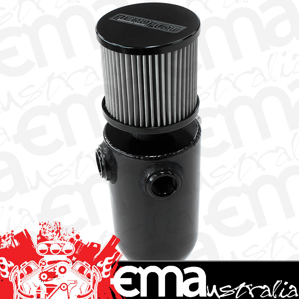 Aeroflow Performance Products AF77-1030BLK Universalersal Breat Tank 2x -8ORB 6.5x3.5" S/S Billet Breather