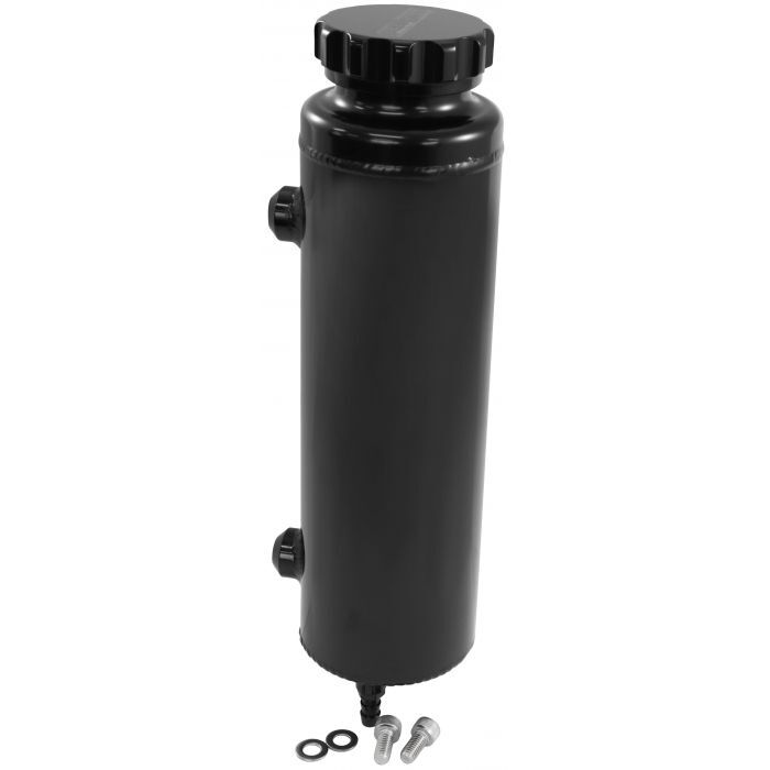 Aeroflow Performance Products AF77-1115BLK Universal Large Fabricated Alloy Radiator Overflow Tank - Black Finish 1450ml capacity, 12" Overall Height x 3-1/2" Diameter