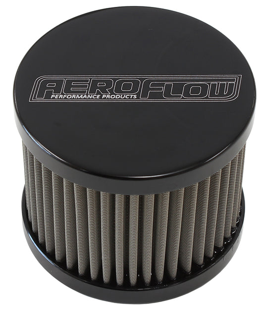 Aeroflow AF77-2002BLK -8AN S/S Billet Breather with Female -8AN Re-Usable
