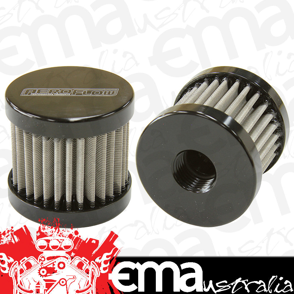 Aeroflow AF77-2003BLK -6AN S/S Billet Breather with Female -6AN Re-Usable