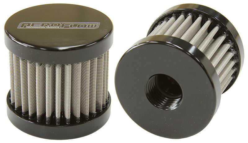 Aeroflow AF77-2003BLK -6AN S/S Billet Breather with Female -6AN Re-Usable