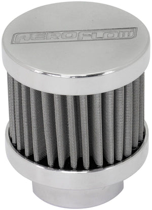 Aeroflow AF77-2004 Stainless Steel Small Billet Breather with -10AN Female Thread Polished Finish