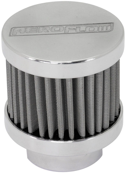 Aeroflow AF77-2004 Stainless Steel Small Billet Breather with -10AN Female Thread Polished Finish