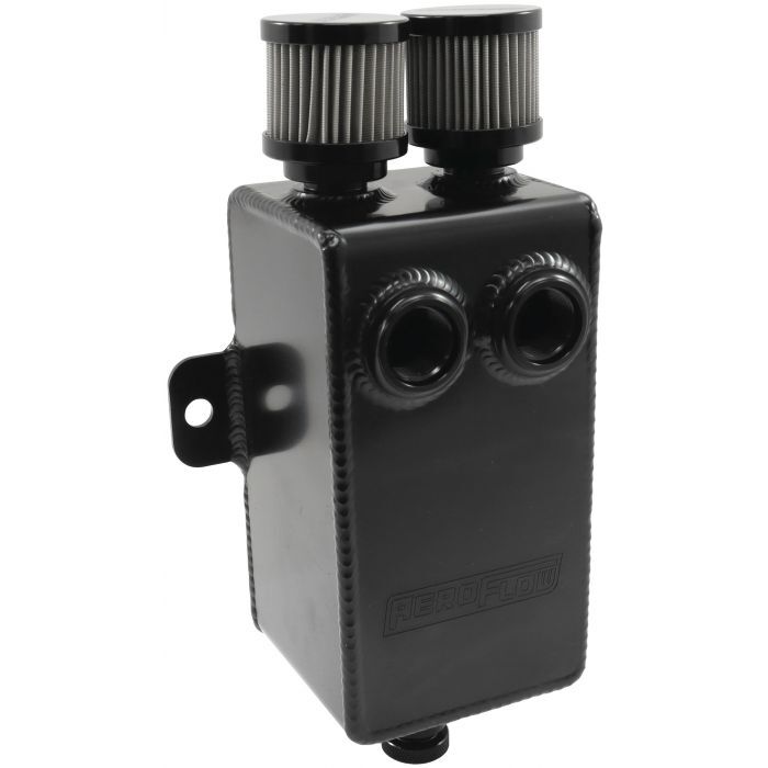 Aeroflow AF77-2020BLK 1L Universal Dual Breather Tank -Black Dual Female -10ORB ports & Dual Male -10AN Breather PortsAeroflow's 1L / 33oz Universal f