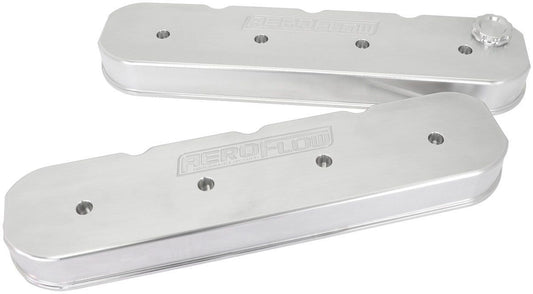 Aeroflow AF77-5010 Billet Valve Cover Set with Aeroflow Logo, Raw Finish Suit GM LS Series. No Coil Mounts