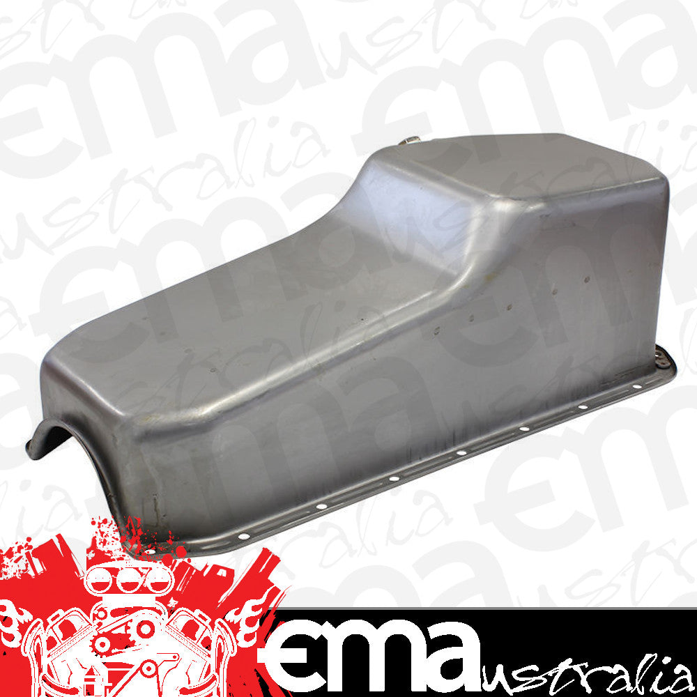 Aeroflow AF82-9005 Steel Stock Oil Pan SBC Raw Lh/Side Dipstick Rear Sump